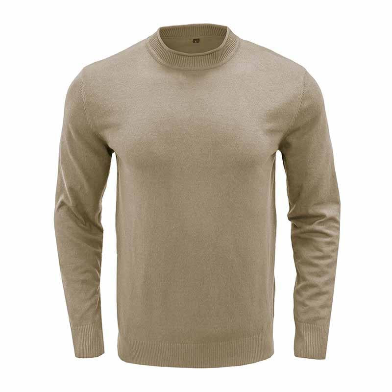 Mens Casual Solid Color Round Neck Long Sleeve Pullover Sweater 40613843M