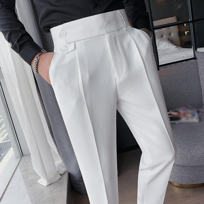 Mens British Style High Waist Straight Suit Pants 00533447M