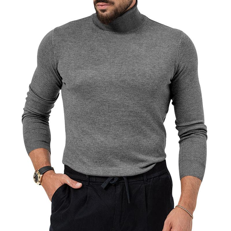 Mens High Elastic High Neck Long Sleeve Knitted Thickened Sweater 52457536Z