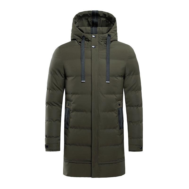 Mens Simple Solid Color Hooded Mid-length Padded Coat 34286031X