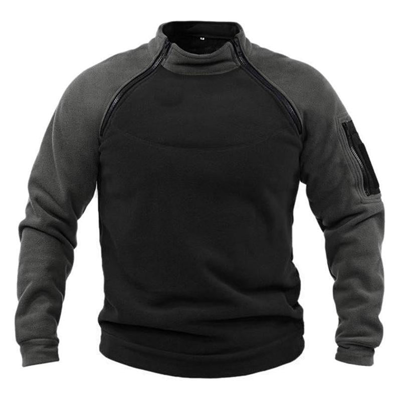 Mens Casual Color Block Stand Collar Breathable Warm Tactical Loose Sweatshirt 99486652M