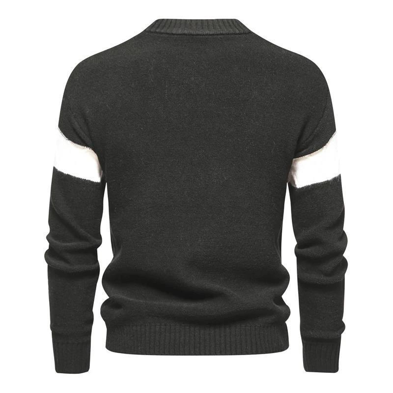 Mens Casual Color Block Jacquard Crew Neck Sweater 22320423Y