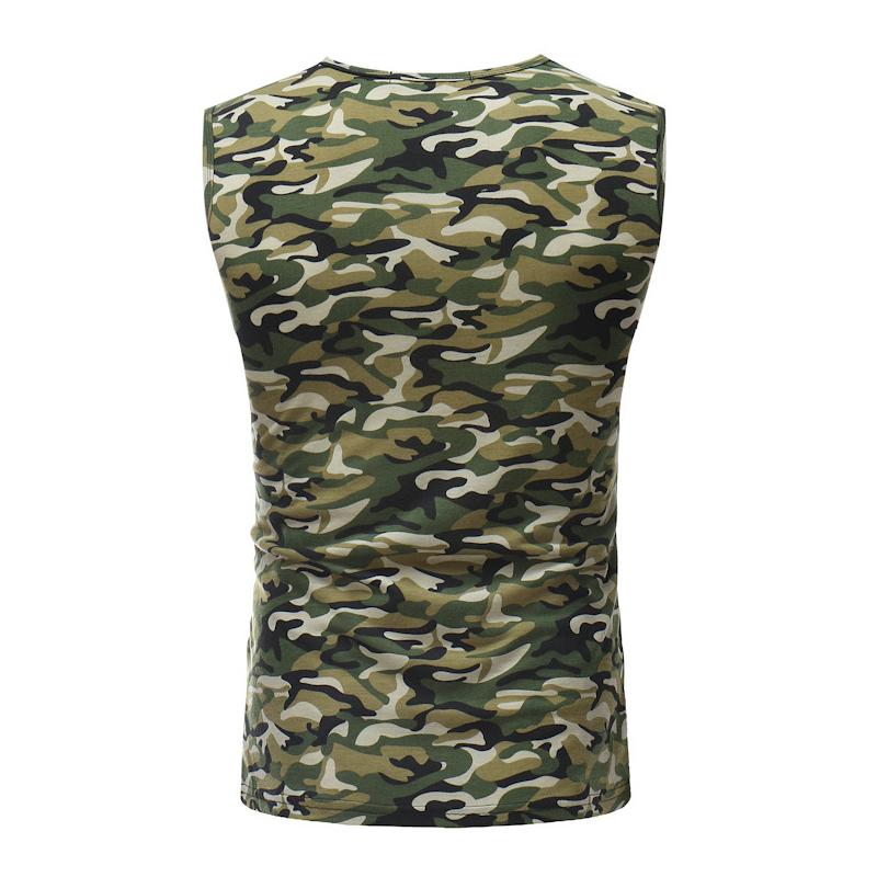 Mens Casual Round Neck Slim Fit Camouflage Sports Tank Top 77705629M