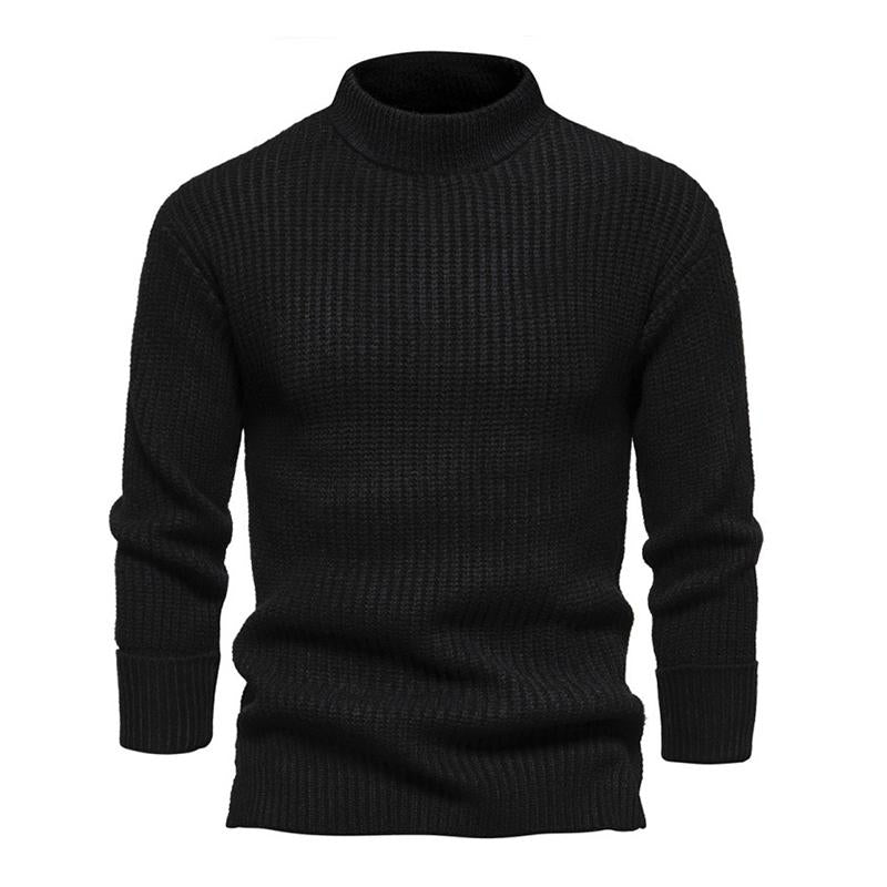 Mens Casual Half Turtleneck Solid Color Pullover Knitted Sweater 33902719M