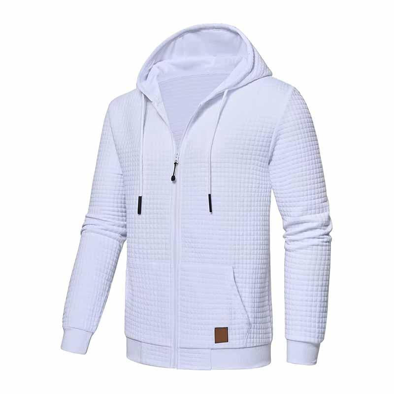 Mens Casual Waffle Hooded Long Sleeve Zipper Jacket 45184006M