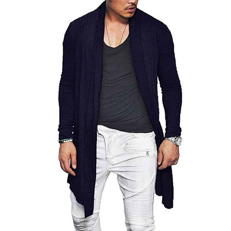 Mens Casual Solid Color Long-Sleeved Knitted Cardigan 77472794M