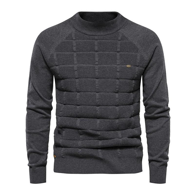 Mens Casual Round Neck 3D Knitted Long-Sleeved Pullover Sweater 94104794M