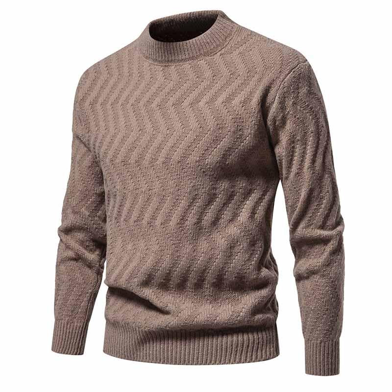 Mens Round Neck Knitted Solid Color Pullover Sweater 01753662X