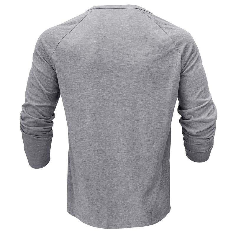 Mens Casual Solid Color Henley Collar Raglan Long Sleeve T-Shirt 50906105Y