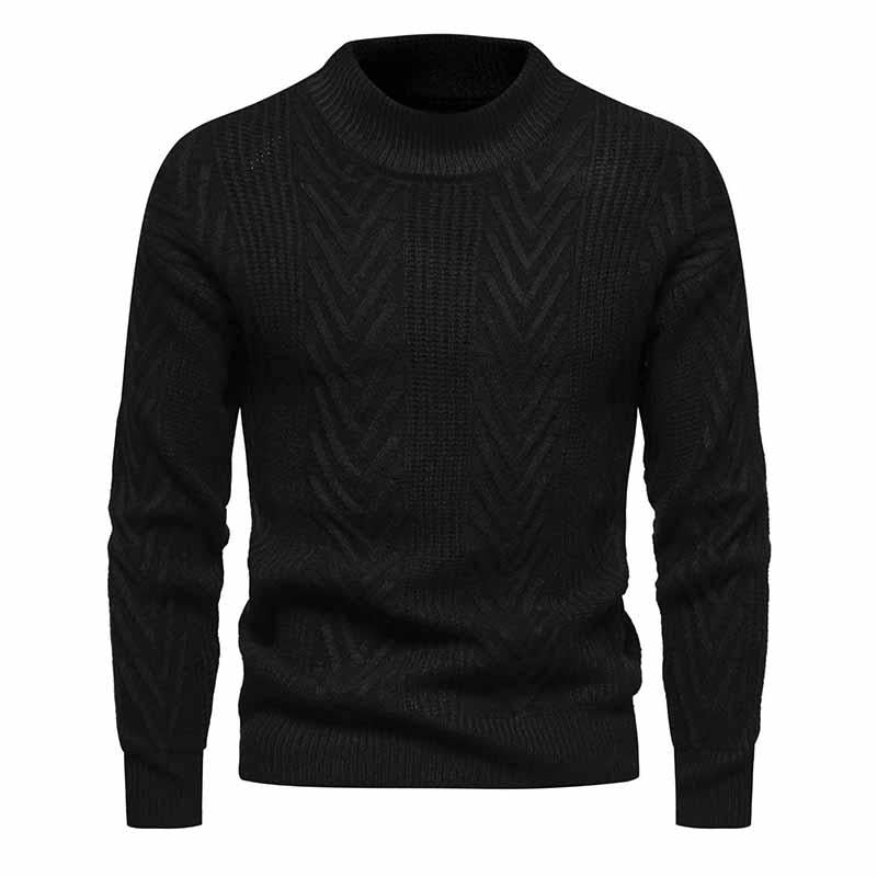 Mens Pullover Half Turtleneck Knitted Solid Color Sweater 82439282X