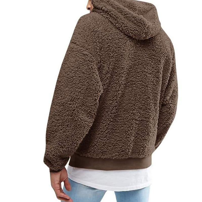 Mens Casual Solid Color Fleece Long-Sleeved Hoodie 83899499M