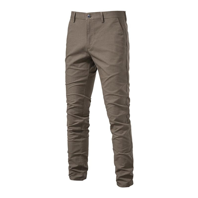 Mens Casual Cotton Breathable Solid Color Business Straight Trousers 23369578M