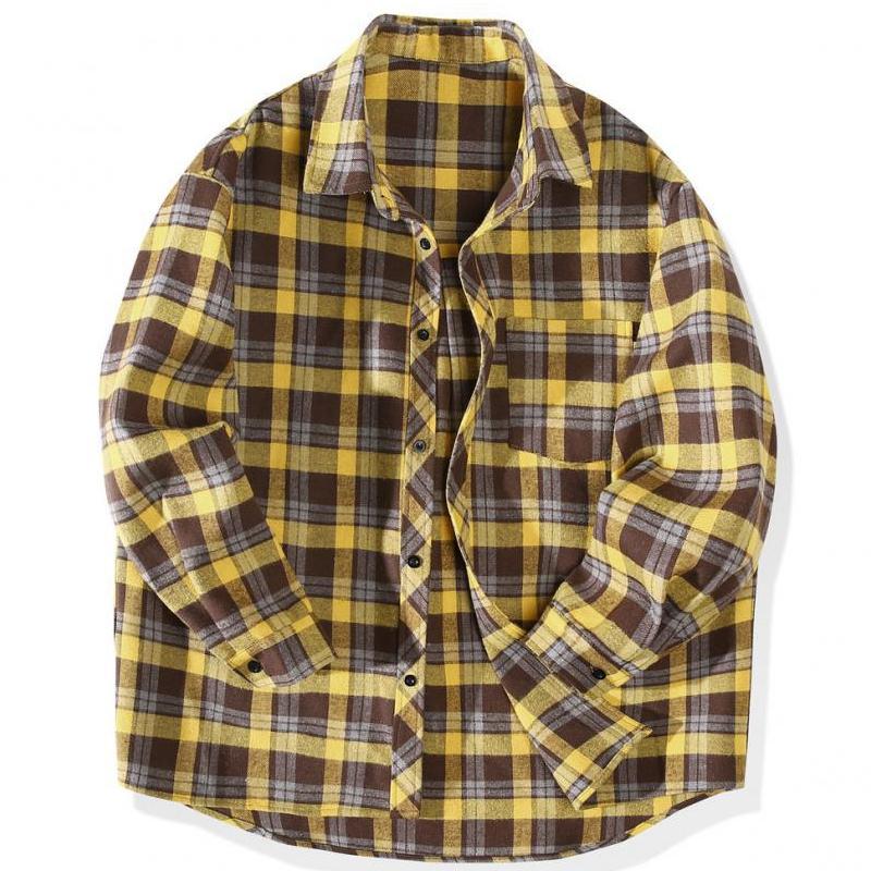 Mens Vintage Loose Check Long Sleeve Shirt 30256623Y