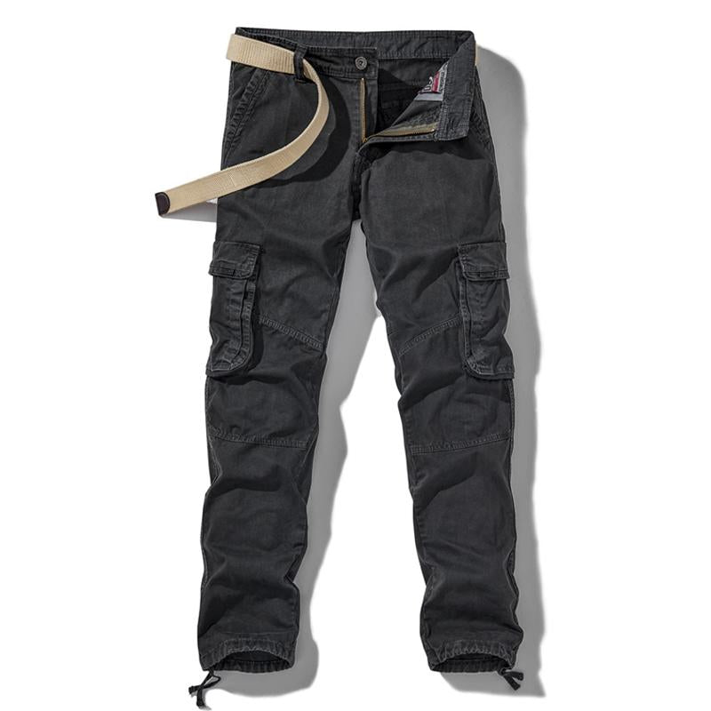 Mens Straight Loose Multi-Pocket Solid Color Overalls 39458803X