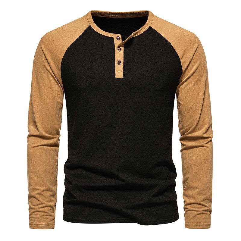 Mens Colorblock Raglan Henley Long Sleeve T-Shirt 35896128X