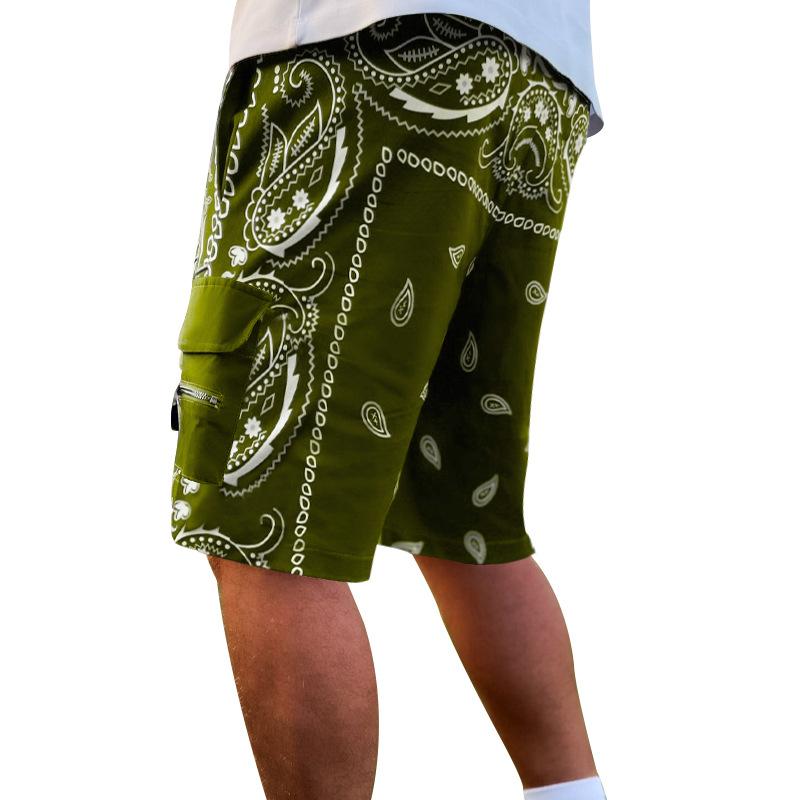 Mens Casual Cashew Print Loose Straight Cargo Shorts 24914840M