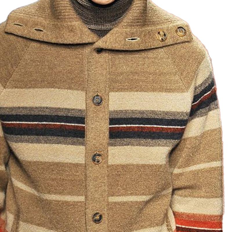 Mens Vintage Colorful Striped Knitted Lapel Jacket 65856533X