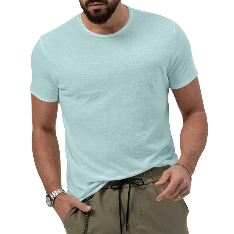 Mens Solid Color Short-sleeve Quick-drying Round Neck T-shirt 80086297X