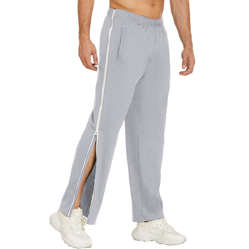 Mens Solid Loose Elastic Waist Zip Side Sports Trousers 68073071Z