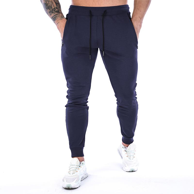 Mens Solid Drawstring Elastic Waist Fitness Sports Pants 36666523Z