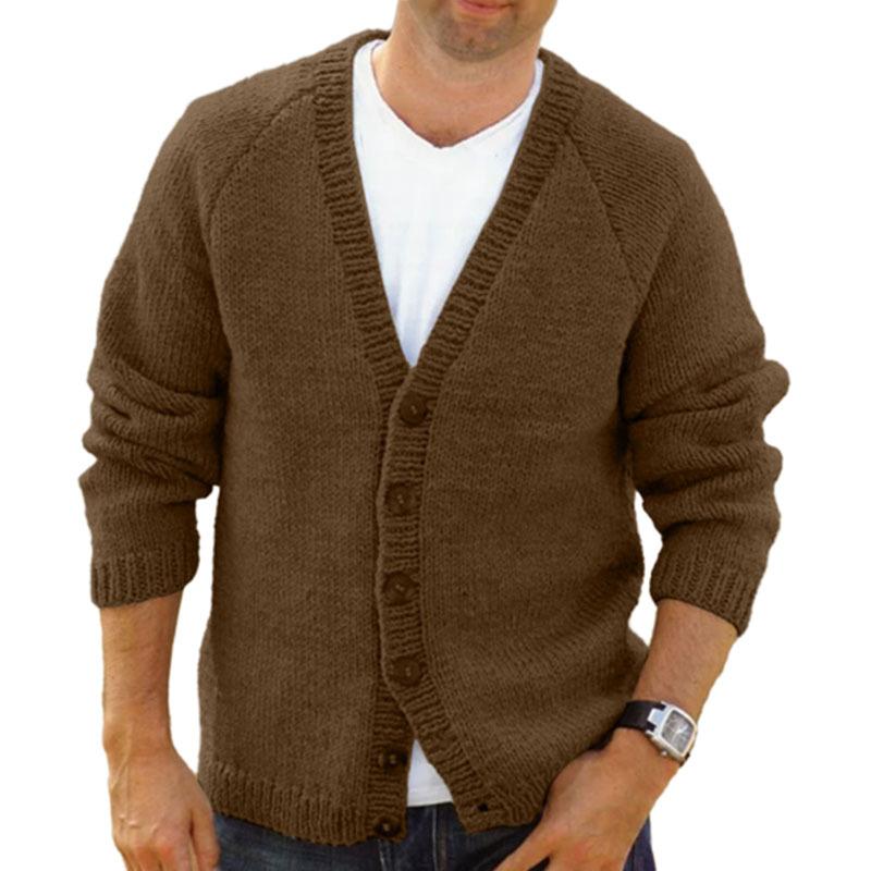 Mens V Neck Single Breasted Casual Knit Cardigan 84351377Z