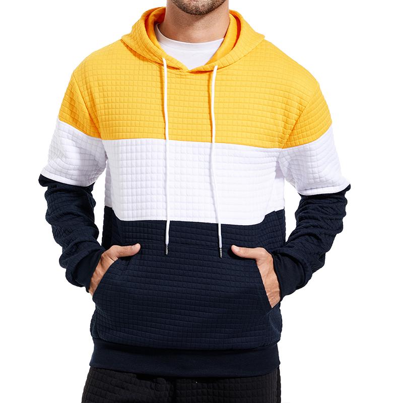 Mens Color Block Pocket Long Sleeve Casual Hoodie 14394300Z