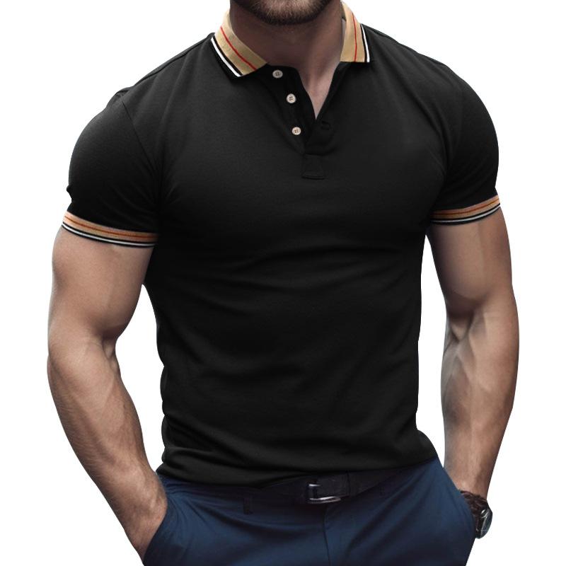 Mens Solid Colorblock Trim Short Sleeve Polo Shirt 35448680Z