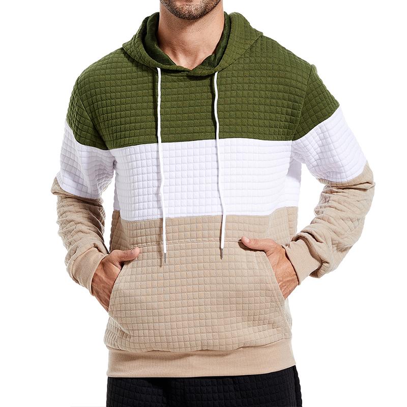 Mens Color Block Pocket Long Sleeve Casual Hoodie 14394300Z