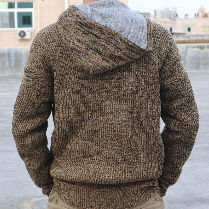 Mens Casual Hooded Kangaroo Pocket Pullover Knitted Sweater 65918694M