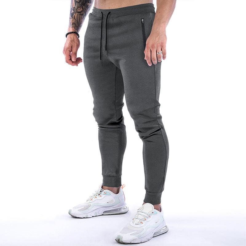 Mens Solid Drawstring Elastic Waist Fitness Sports Pants 36666523Z