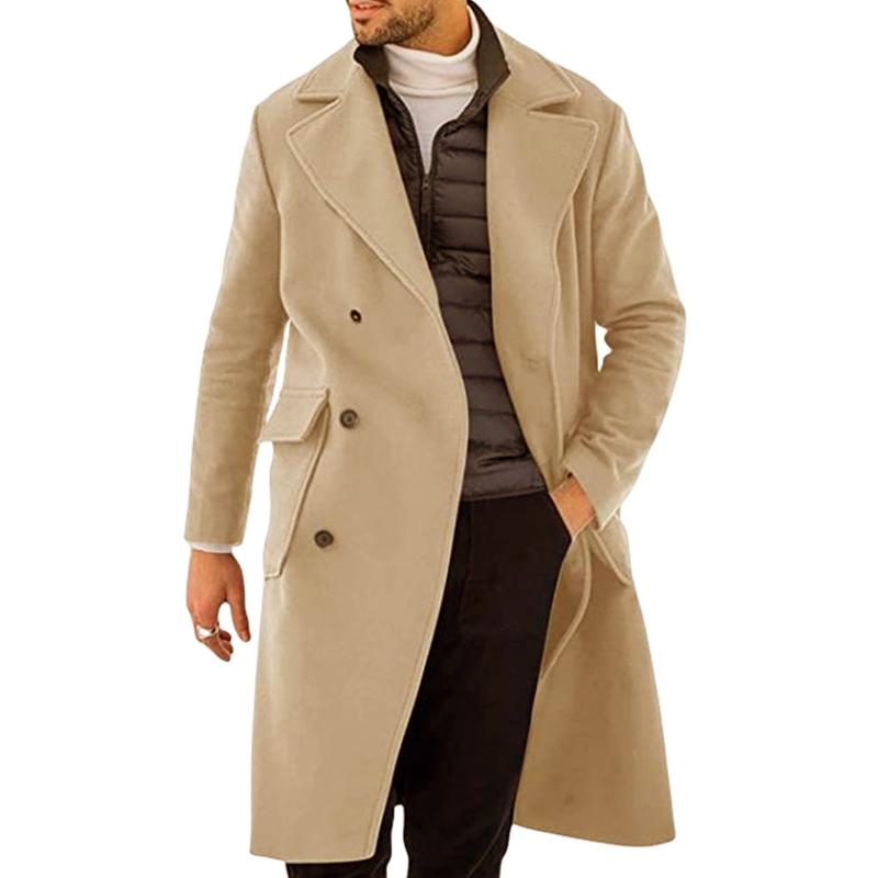 Mens Lapel Double Breasted Mid-length Coat 96190126Z