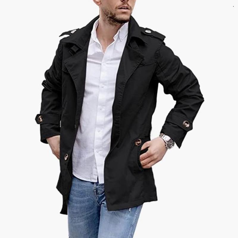 Mens Lapel Single Breasted Mid-length Casual Trench Coat 33022597Z