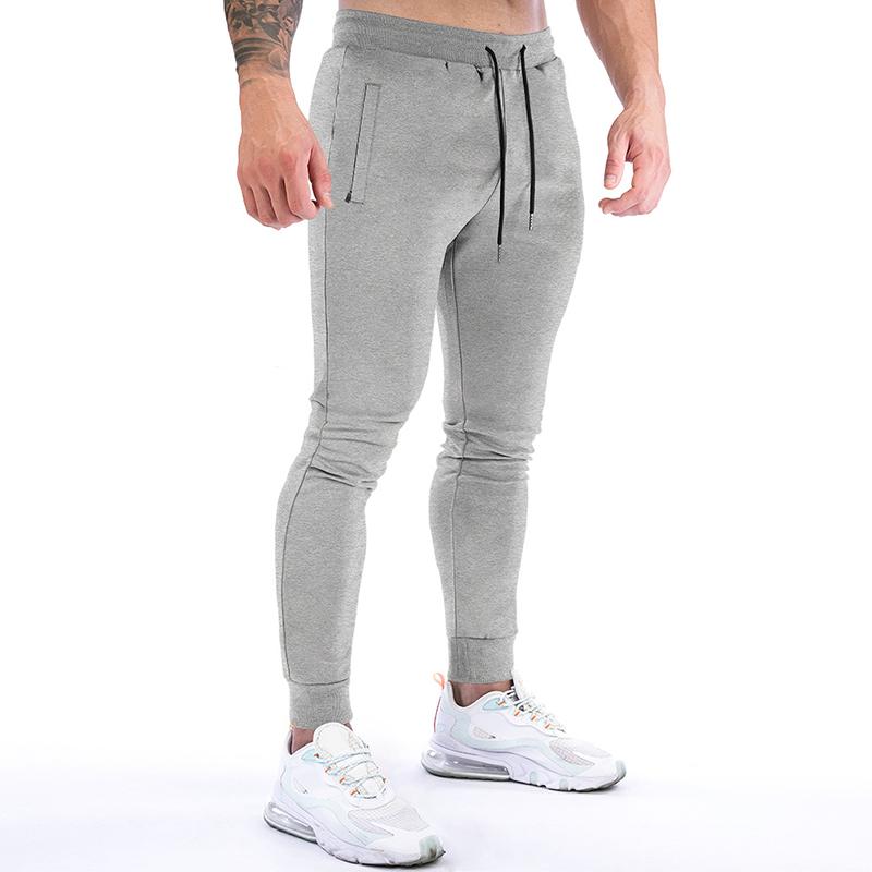 Mens Solid Drawstring Elastic Waist Fitness Sports Pants 06329269Z