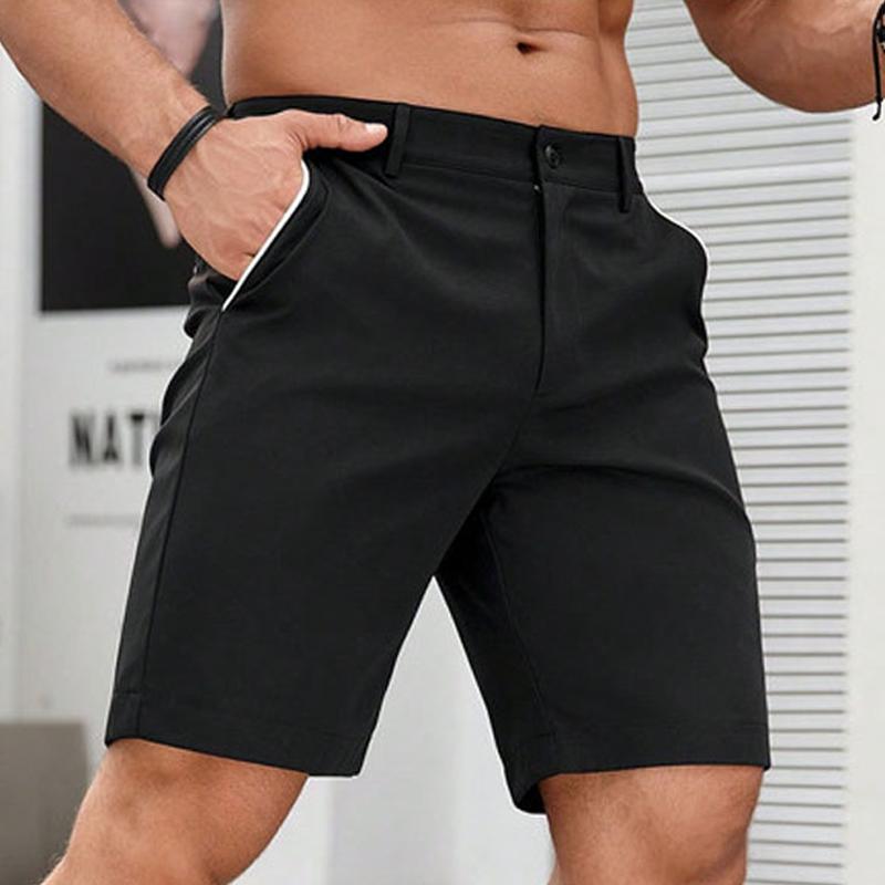 Mens Solid Color Straight Business Casual Shorts 33763174Z