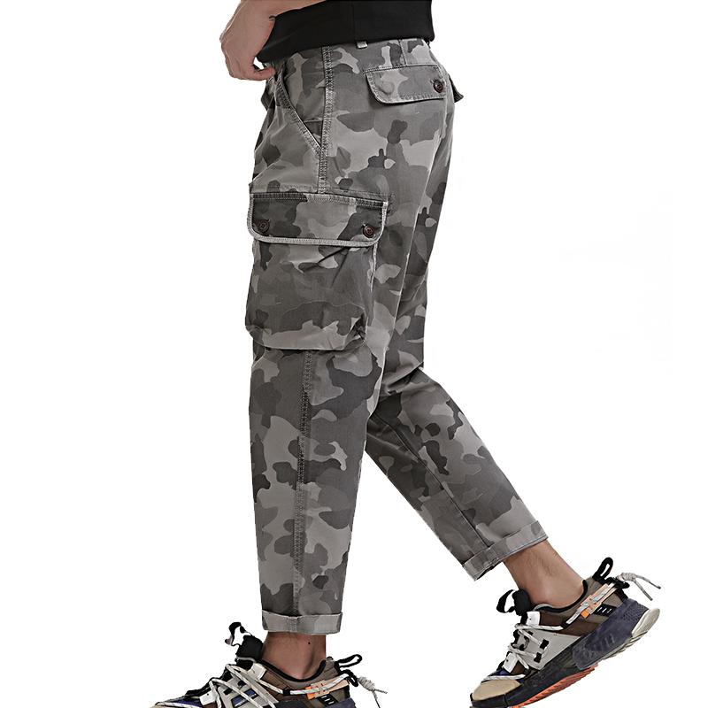 Mens Camouflage Loose Multi-pocket Cargo Pants 35365021Z