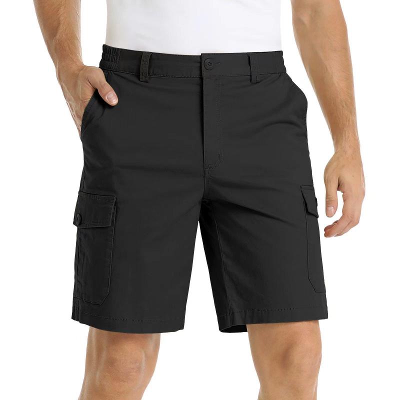 Mens Classic Solid Straight Multi-pocket Cargo Shorts 17407650Z