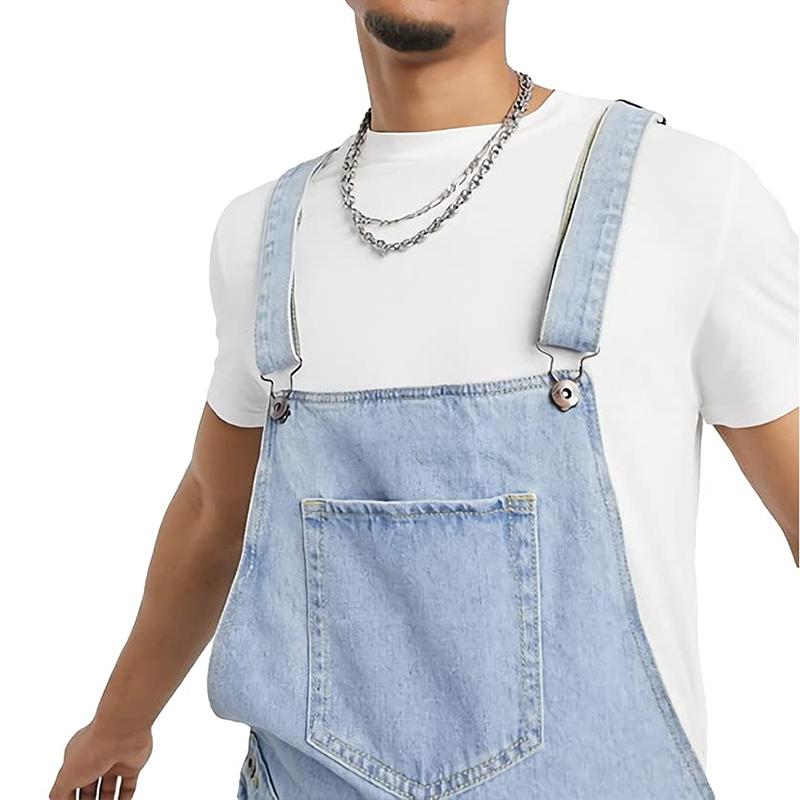 Mens Multi-pocket Casual Ripped Denim Overalls 51802366Z