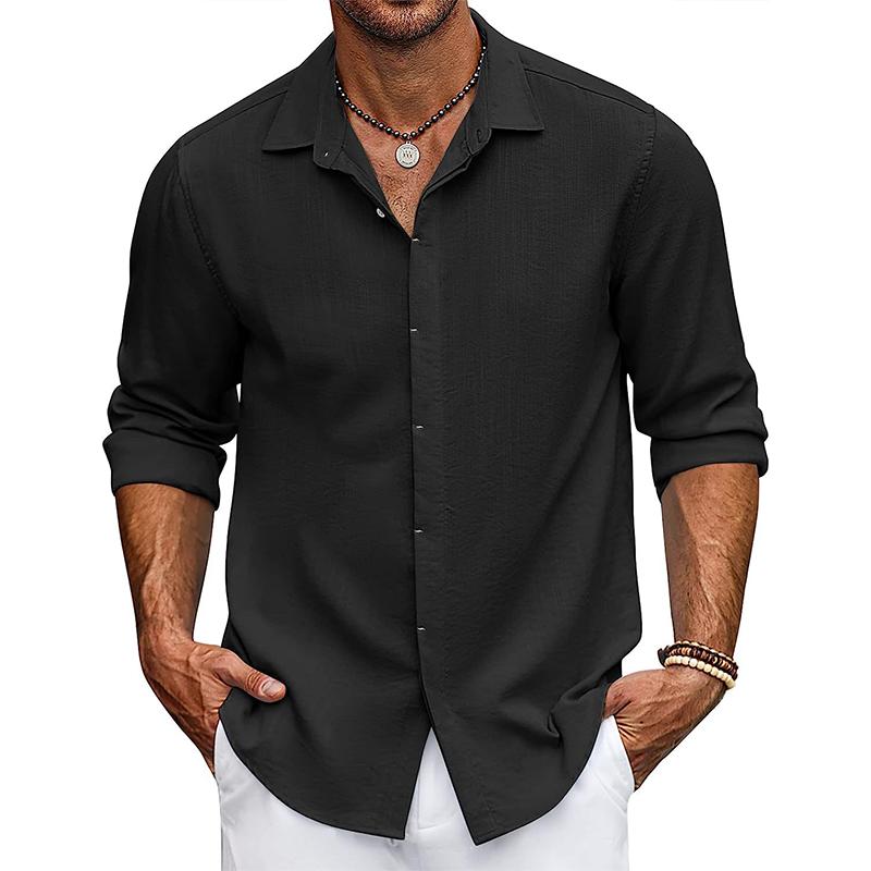 Mens Solid Loose Lapel Half Sleeve Casual Shirt 11755231Z