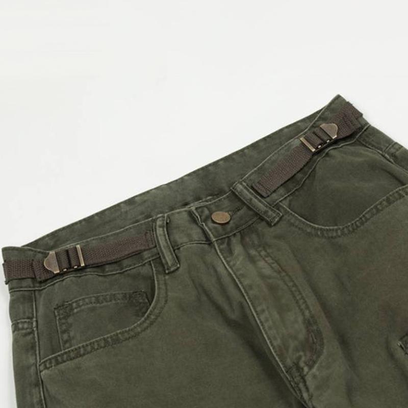 Mens Fashion Solid Loose Multi-pocket Straight Cargo Pants 47789380Z