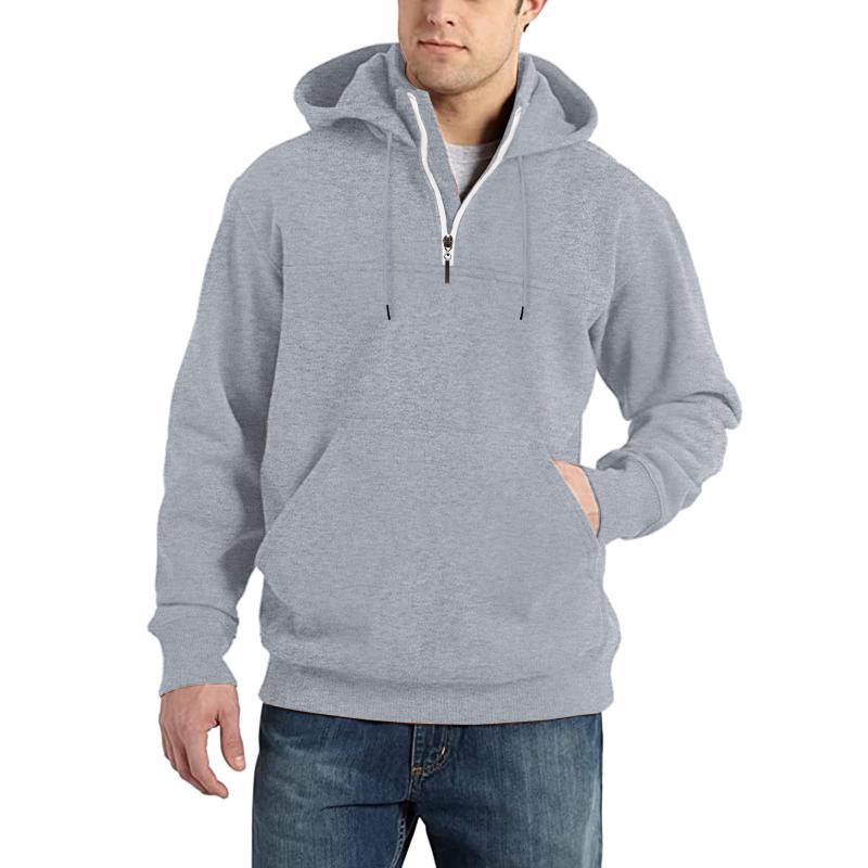 Mens Solid Zipper Stand Collar Long Sleeve Casual Hoodie 35728678Z