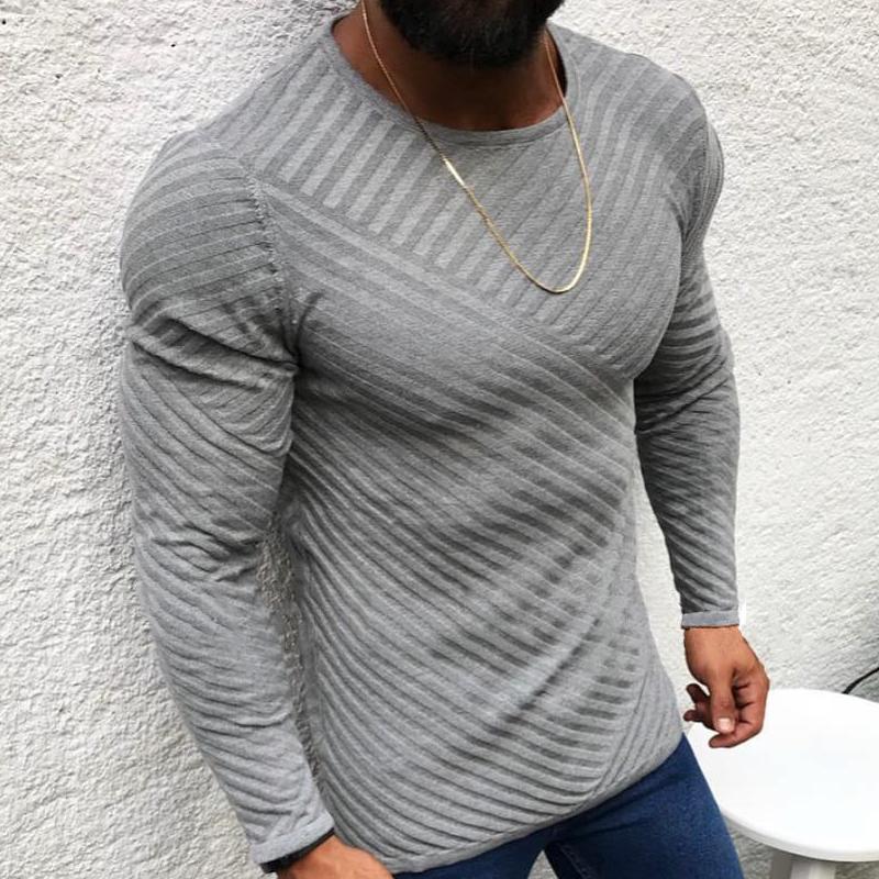 Mens Round Neck Slim Long Sleeve Pullover Knit Sweater 31511653Z