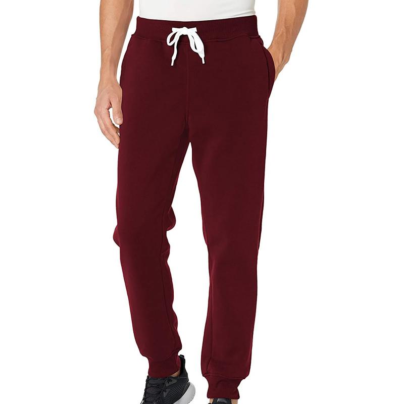 Mens Solid Color Elastic Waist Thickened Sports Pants 13814624Z